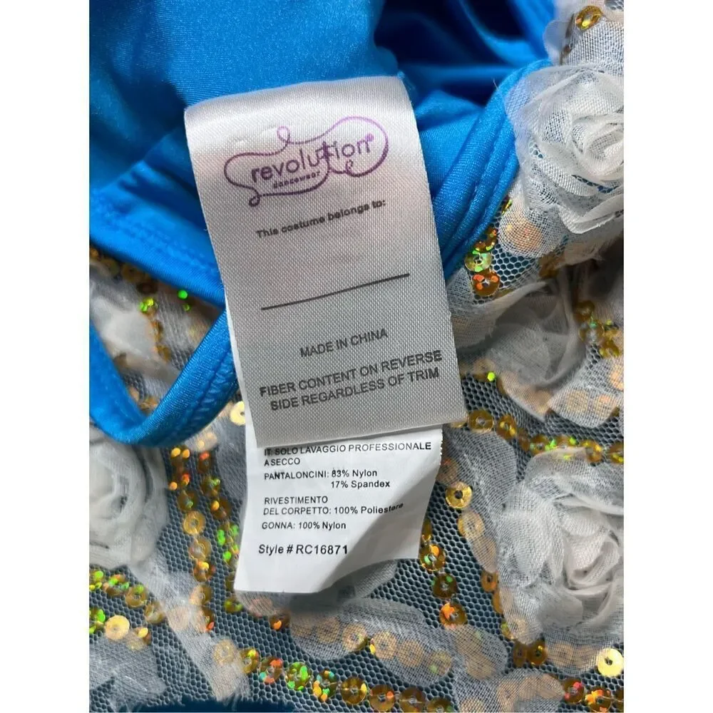 Revolution Dance Costume Flower Fairy's Lullaby Bodysuit Tutu Child's LARGE Blue
